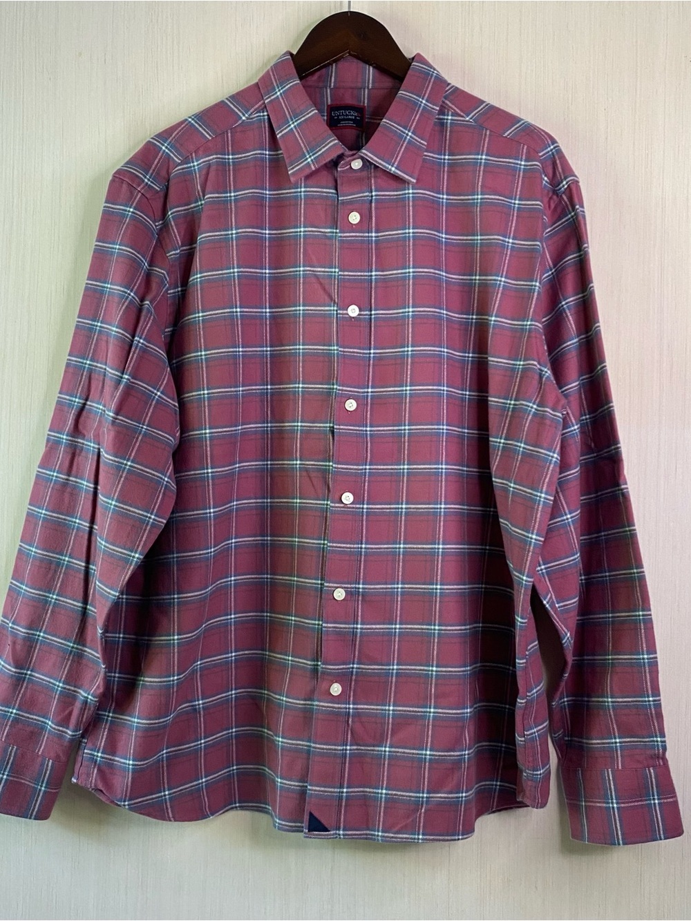 UNTUCKit Men’s Plaid Button-Down Reg Fit Flannel Plaid Barnwood Red Shirt XXL